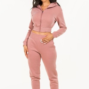 ชุดเซ็ต 2 ชิ้น เสื้อฮู้ดและกางเกงขายาวผ้าแคนวาสสีพื้น 100% ผ้าฝ้าย สำหรับผู้หญิง สไตล์ลำลองฤดูหนาว ออกแบบเองได้ MOQ ต่ำ เหมาะสำหรับกิจกรรมกลางแจ้ง - Product Image 6