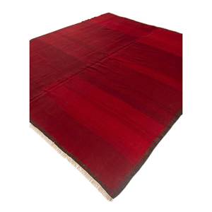 Tapis en laine faits main Nayaab, rayés rouge-orange, patchwork abstrait, rectangulaires, modèles pour couloir, modèle Paem-1068, pour adolescents et la maison - Product Image 1