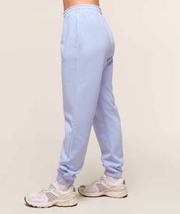 Pantalon de jogging pour femme à taille haute en molleton mélangé de coton avec bordure côtelée, poches latérales, fermeture à cordon, pantalon de jogging de course - Product Image 3