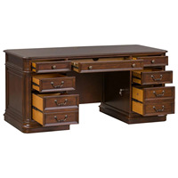 Bureau extensible moderne en bois de mahogany massif - Écologique et durable, finition brun foncé pour bureau à domicile et villa