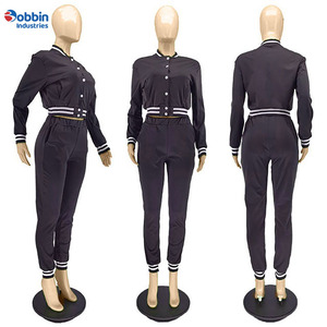 Chándal Varsity para mujer, conjunto de dos piezas de bloque de Color a la moda para primavera Otoño Invierno, elegante chaqueta de uniforme de béisbol - Product Image 5