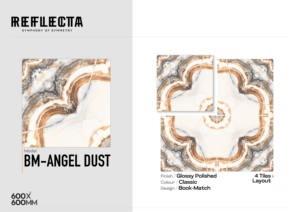 Carrelage en céramique vitrifiée en porcelaine 600x600 mm BM Angel Dust-Glossy Finish Design italien BookMatch 60x60 cm pour intérieur moderne - Product Image 2