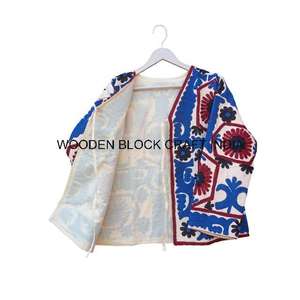 เสื้อแจ็คเก็ตผ้าฝ้ายถักลายดอกไม้ปักด้วยเครื่องจักรจากราชสถาน เป็นมิตรกับสิ่งแวดล้อม ระบายอากาศได้ดี คอวี เหมาะสำหรับฤดูหนาว - Product Image 4