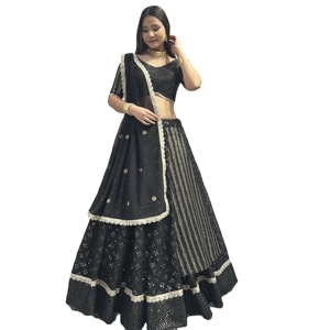 Georgette lourde dentelle brodée avec chemisier coton Lehenga Choli vente en ligne Style formel séquence prête - Product Image 5