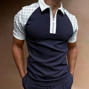 Verano manga corta empalme y colores contrastantes rayas hombres Polo camisetas poliéster algodón Polo camisas hombres cremallera camisa - Product Image 3