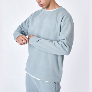 Chándal de algodón de punto con hombros descubiertos personalizado de alta calidad para hombre, chándal básico de salón liso en blanco de peso pesado sólido - Product Image 5