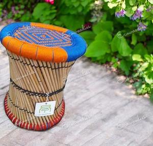 Pouf traditionnel écologique en bambou naturel authentique pour salon jardin Sarkanda Muddha Console incrustée d'os dernier cri - Product Image 4