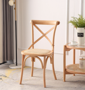 Chaise de bistrot empilable en bois de hêtre blanc de haute qualité, dossier <span class=keywords><strong>croisé</strong></span>, pour la location, les mariages et la restauration - Product Image 5