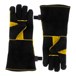 Gants en cuir de vachette noir fendu avec logo OEM personnalisé en gros Gants de sécurité résistants au feu pour le soudage des mains - Product Image 6