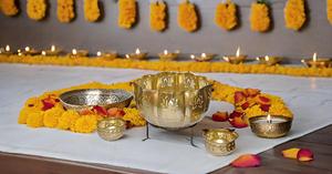 Floral Urli Bowl Stand Home Decor <b>Table</b> Vase Floating Flowers Candles for <b>Small</b> Office Wedding Pooja Entrance Decoration Model - Product Image 5