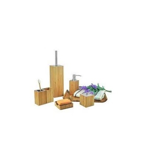 Ensemble de salle de bain décoratif en bois, design de luxe, 5 pièces, couleur bois naturel - Product Image 3
