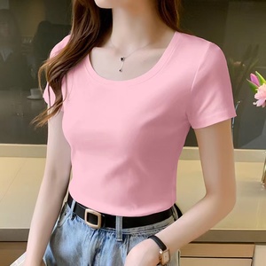 Camiseta de algodón de gran tamaño de Color personalizado para mujer, camisetas de alta calidad, camisetas de talla grande para mujer con logotipo personalizado, Camiseta de algodón 100% - Product Image 3