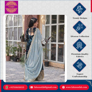 Impresionante diseño de lujo Bordado Secuencia Trabajo Manga completa Diseñador Ropa de fiesta Look Faux Georgette Vestido con Dupatta cosido - Product Image 6