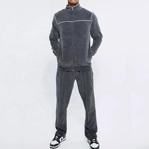 ชุดวอร์ม2ชิ้นผ้ากำมะหยี่สำหรับ100% ชุดวิ่งจ๊อกกิ้งผ้ากำมะหยี่ระบายอากาศได้ดีดีไซน์หรูหราสำหรับผู้ชาย - Product Image 1