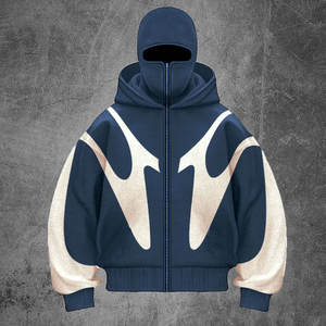 Sudadera con Capucha Doble para Hombre, Estilo Urbano, Máscara Ninja, Corte Regular, Gruesa, Forrada, 100% Algodón, Invierno, Ecológica - Product Image 3