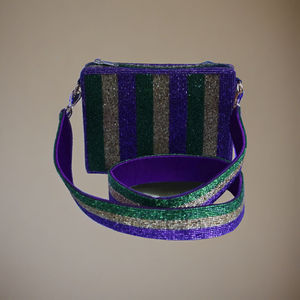 Happy Mardi Gras กระเป๋าสะพายไหล่ขนาดเล็กสำหรับผู้หญิง, กระเป๋าถือซิปแบบพกพาพร้อมสายเดี่ยวซับในไนลอนสไตล์วินเทจ - Product Image 4