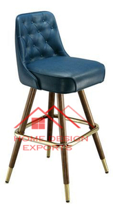 Diseño único Diseño a rayas Costura Tufted Cuero curvo Espalda alta Wit Trim Bar Silla Taburete de Bar de terciopelo para el hogar comercial - Product Image 3