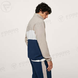 Sudadera de hombre con cremallera de un cuarto y bloques de color, 100% algodón, premium, casual, con logo personalizado, esencial, al por mayor, estilo urbano. - Product Image 3