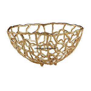 Bol à fruits en aluminium plaqué or Forme ronde Nouveau bol à chocolat de créateur Meilleure vente Bol à chocolat en métal de luxe - Product Image 1