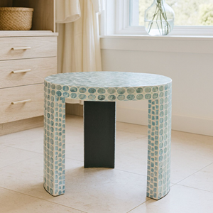 Table basse ronde en nacre de qualité supérieure vadrouille incrustation meubles de salon Design de luxe pour la maison en gros du Vietnam - Product Image 5