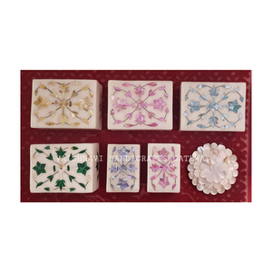 Boîte à bijoux artisanale en marbre blanc et rose italien, prix de gros, plusieurs tailles, marque VAISHNAVI - Product Image 5