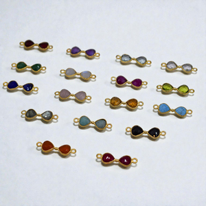 Connecteur double boucle en argent sterling 925 avec pierre de lune arc-en-ciel naturelle pour la création de bijoux - Product Image 4