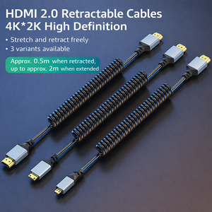 Micro <strong>HDMI</strong> to <strong>HDMI</strong> Cable Spring <strong>Wire</strong> Design 4K 3D Male to Male Cable for Laptop Camera to HDTV Projector - Product Image 6