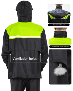 Combinaison de pluie unisexe pour hommes en nylon de haute qualité avec revêtement en PVC Oxford anti-tempête imperméable et réutilisable - Product Image 5