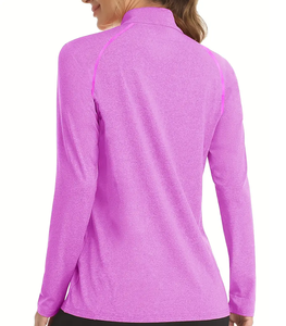 Camiseta holgada de manga larga para gimnasio, ropa deportiva OEM para mujer, de Fitness Tops, ropa informal activa, Jersey, sudadera con media cremallera para mujer - Product Image 2