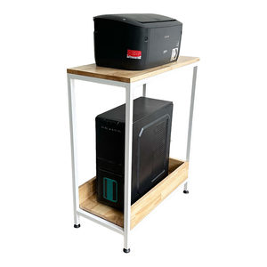 Natural Solid Wood <b>Computer</b> <b>Table</b> with Iron Frame Simple Design Laptop/Printer Stand with Drawer KCPU68015 - Product Image 2
