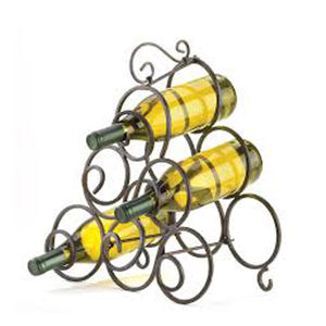 Wrought Iron 6 Bottles <b>Wine</b> Holder <b>Black</b> Powder Coating Tabletop Organizer Dining Room Decor Counter Top <b>Wine</b> Bottles <b>Rack</b> - Product Image 1