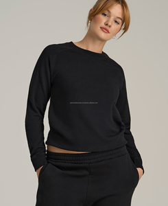 Sweat-shirt long décontracté pour femme en molleton 100 % coton, personnalisé avec logo tricoté, motif uni, impression par transfert thermique pour l'hiver - Product Image 2