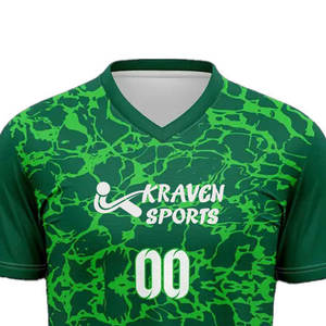Maillot de football imprimé par sublimation, couleur unie et motif uni, col en V, coupe confortable - Product Image 4