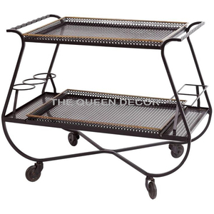 Carrito de servicio de muebles de metal de acero inoxidable de diseño profesional con vidrio para hotel y bar que sirve té café SERVICIO DE Roma - Product Image 2