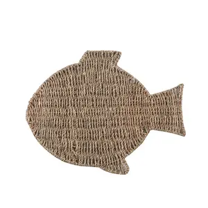 新设计100% 天然海草鱼形餐垫，用于餐具和厨房配件，出厂价越南制造