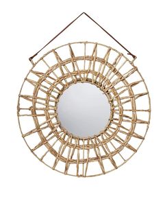 Espejo de jacinto de agua de primera elección, decoración bohemia de pared enmarcada, espejo de pared redondo tejido principal, espejo montado en la pared de girasol - Product Image 5