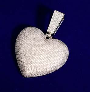 Iced Big Heart Micro Pendentif Collier Femme Fête Hip Hop Bling Bijoux Cadeaux D'anniversaire Moissanite Pendentifs Charmes - Product Image 4