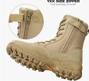 Bottes de travail tactiques pour hommes avec fermeture éclair latérale, bottes légères en cuir de style uniforme, confortables, durables et respirantes, chaussures d'extérieur - Product Image 3