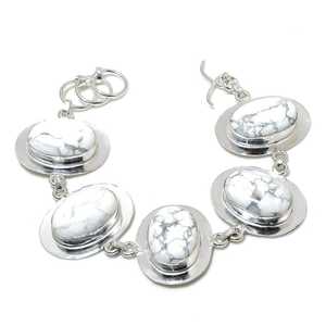 Colgante de howlita, pulsera de plata de ley 925, pulsera de piedras preciosas naturales hecha a mano, regalo para mamá, joyería de piedra natal, regalo hecho a mano - Product Image 2