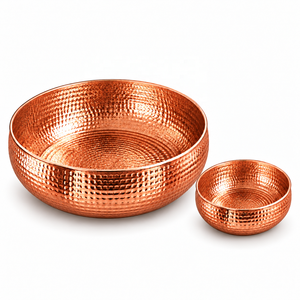 Ensemble de bols ronds en cuivre martelé pour pédicure et manucure avec fonction de massage, bassin de trempage pour spa des pieds en salon de manucure - Product Image 1