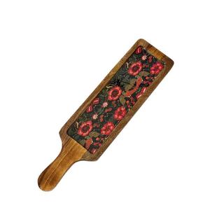 World Craft Impex Natural Wooden Serving Tray Handmade Rectangular Eco-Friendly Wood <b>Plate</b> Dishes & <b>Plates</b> with Floral <b>Print</b> - Product Image 3