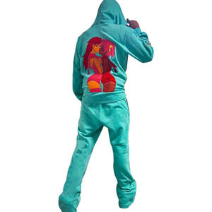 Streetwear <b>Oversized</b> Flared <b>Sweatpants</b> and Hoodie Sets Heavyweight Sweatsuit Flare Stacked Tracksuits for Men Custom Logo - Product Image 1