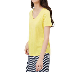 Camisetas de algodón 100% para mujer, peso pesado, 180gsm, estampado, transpirable, bordado, tinte liso, ecológico para verano, servicio OEM - Product Image 1