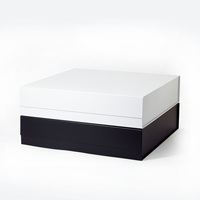 Boîte cadeau pliable en carton noir de luxe, format carré A3, peu profonde