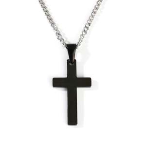 จี้สร้อยคอรูปกางเขนสแตนเลสสำหรับผู้ชายประดับเพชรและมุก - Product Image 1