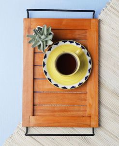 Bandeja de haya de vapor naranja de 15 pulgadas con mango de hierro plato de servicio decorativo para mesa de desayuno Mostrador de cocina decorativo - Product Image 6