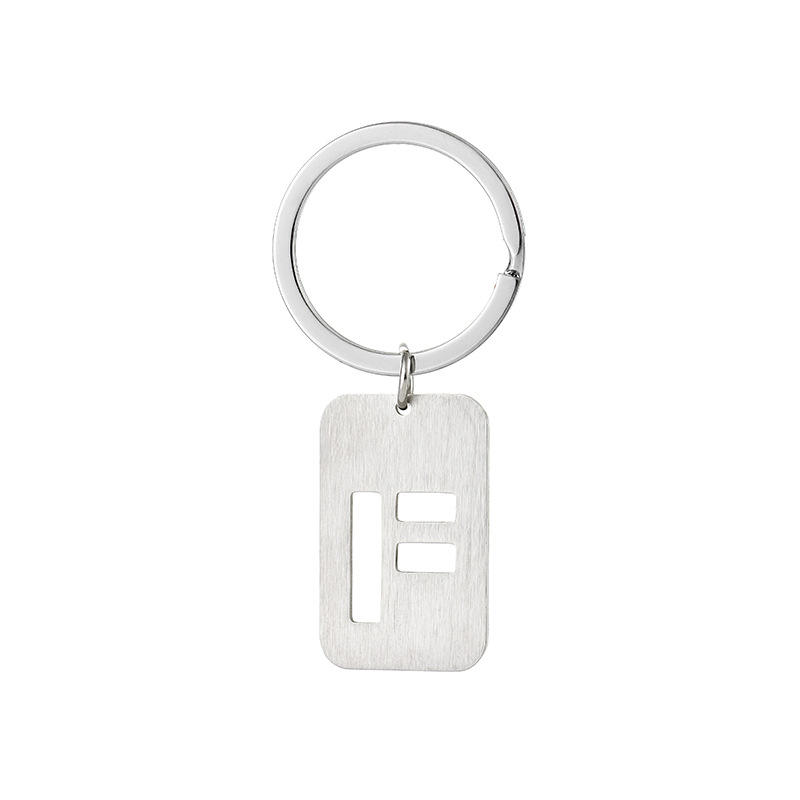 Dog Tag Hollow out Letter Keychain-F