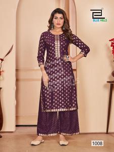 Best Collection of 14 Kg Rayon <b>Kurtis</b> with Palazzo Full Festival Wear Set at Wholesale Price by Maruti Fashion - Product Image 6