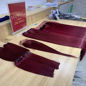 ผมต่อผมตรงกระดูกสีเบอร์กันดีสำหรับผู้หญิงผิวดำเทรนด์8A และ10A ผู้บริจาค - Product Image 5