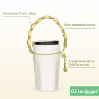 Lanière de paracorde fleur de marguerite personnalisée porte-bouteille d'eau tasse à café portable faite à la main transporter macramé crochet sangle en coton